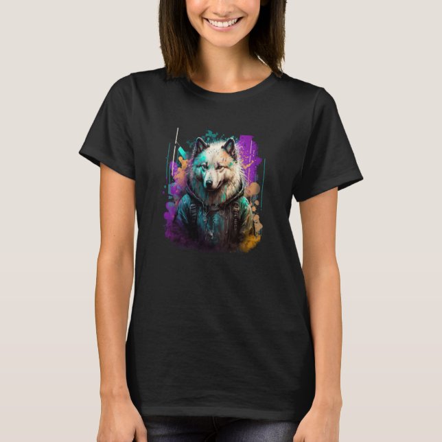 Camiseta Rockstar portrait Samoyed (Frente)