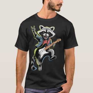 Camiseta Rockstar Raccoon with Electric Guitar vintage fami