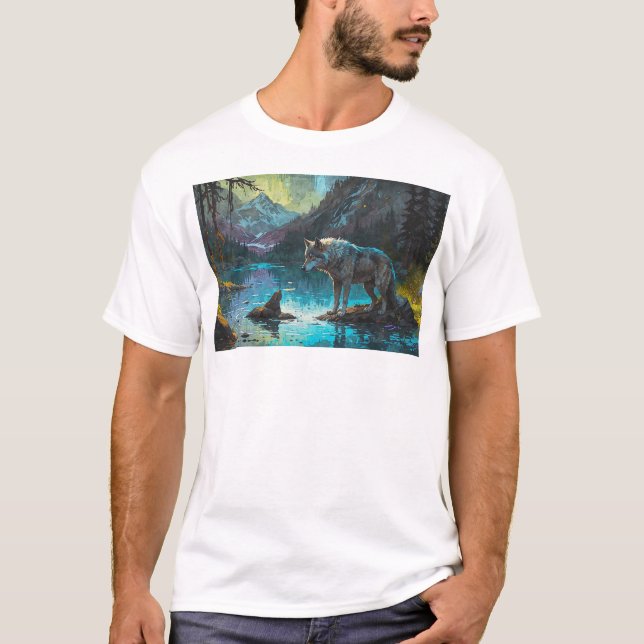 Camiseta Rocky Mountain Cinza Wolf Art (Frente)