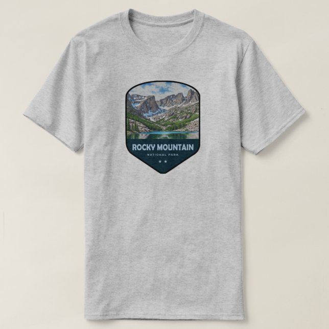 Camiseta Rocky Mountain National Park Shield (Frente do Design)