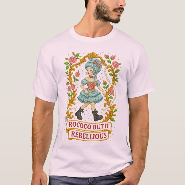 Camiseta Rococo, Mas Torná-La Rebelde" Estética Com Título (Frente)
