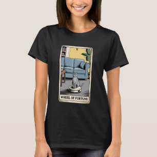 Camiseta Roda da Fortuna Carta de Tarot Gato Robô Aspirador
