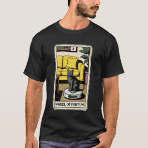 Camiseta Roda da Fortuna Cartão Tarot Gato Robô Aspirador