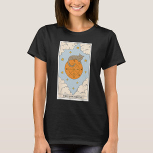 Camiseta Roda da Fortuna Crescente Gato Cartão Tarot Bruxa
