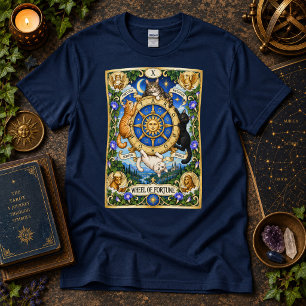 Camiseta Roda da Fortuna dos Gatos Tarot - Ciclos de Mudanç