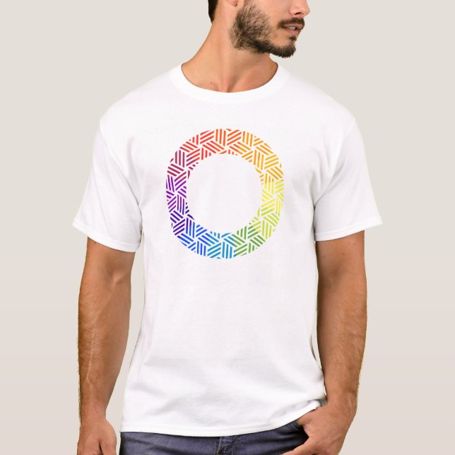 Camiseta Roda de Cores Geométrica com Tecelagem Isométrica (Frente)