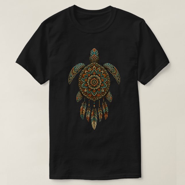 Camiseta Roda de Medicina da Tartaruga Marinha Nativo Ameri (Frente do Design)
