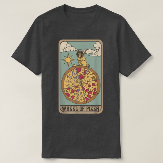 Camiseta Roda de Pizza Tarot Card Egípcia Comida de Pizza D (Frente do Design)