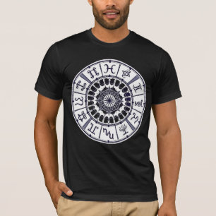 Camiseta Roda de Signos do Zodíaco Celestial Arte Gráfico M