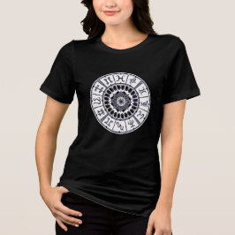 Camiseta Roda de Signos do Zodíaco Celestial Arte Gráfico M