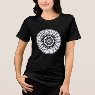Camiseta Roda de Signos do Zodíaco Celestial Arte Gráfico M