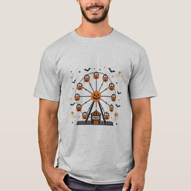 Camiseta Roda-gigante de Abóbora de Halloween (Frente)
