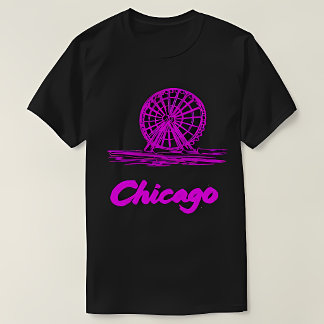 Camiseta Roda-gigante do Chicago Navy Pier Neon Rosa