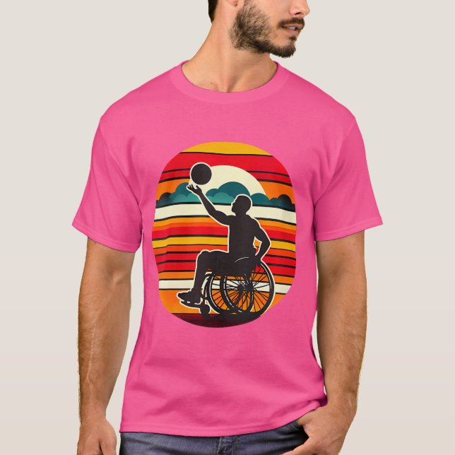 Camiseta Roda gráfica feminina em cadeira de rodas no basqu (Frente)