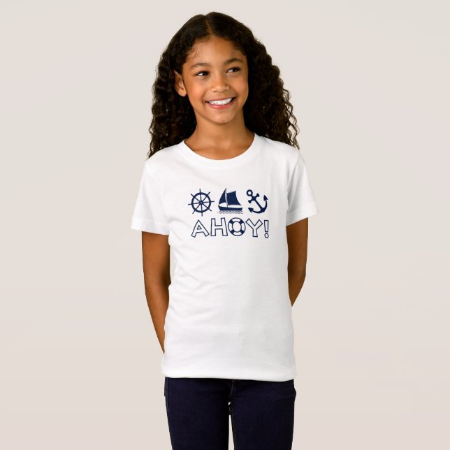 Camiseta Roda, veleiro, Anchor Ahoy! Azul Escuro (Frente Completa)