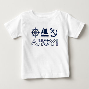 Camiseta Roda, veleiro, Anchor Ahoy! Azul Escuro