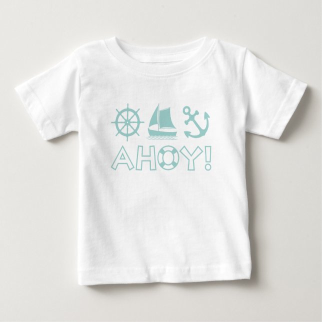 Camiseta Roda, veleiro, Anchor Ahoy! Teal claro (Frente)