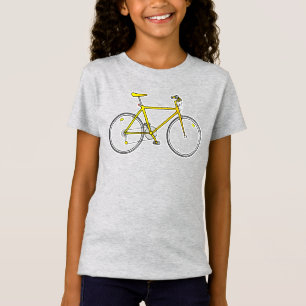 Camiseta Rodas de Cartoon de Bicicleta Amarelo de Ciclo de 