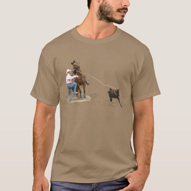 Camiseta Rodeio - amarração da vitela; Roping da vitela (Frente)