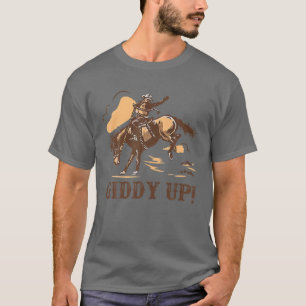 Camiseta Rodeio-Cowboy Retro, Giddy, Segure seus Cavalos Co