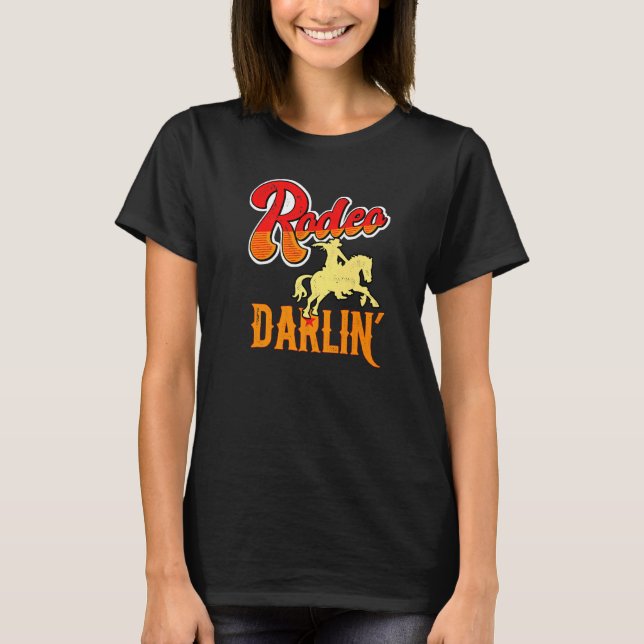 Camiseta Rodeio Rodeo Darlin, Cavalo e Touro, em Larga Medi (Frente)