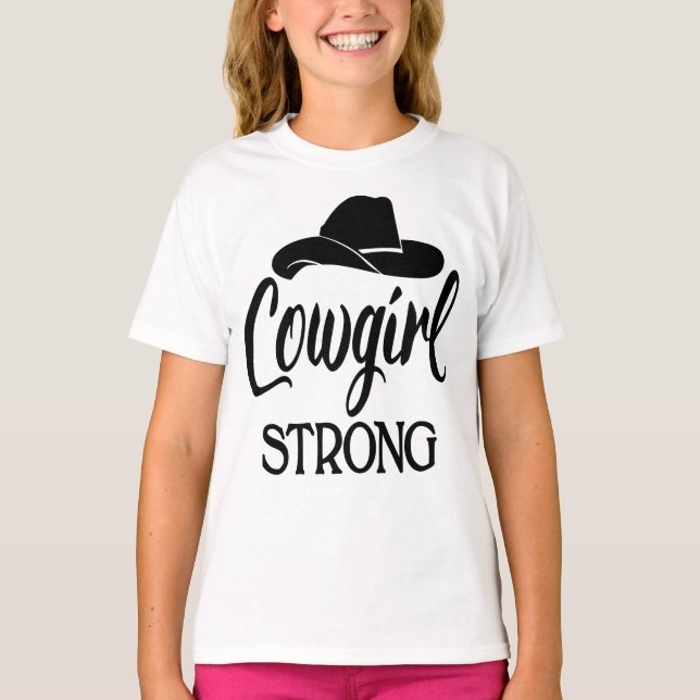 Camiseta Rodeio Sassino de Cowboy Forte, Linha de Chapéu (Frente)