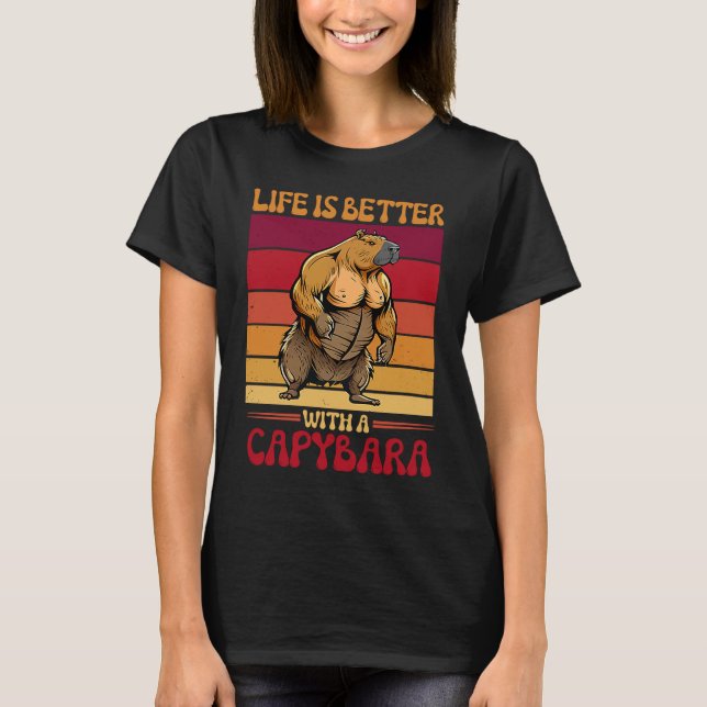 Camiseta Rodent Bodybuilder Com Uma Capybara (Frente)