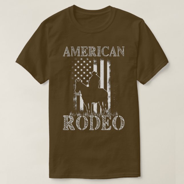 Camiseta Rodeo Americano Touro De Cavalo De Cowboy Voando P (Frente do Design)