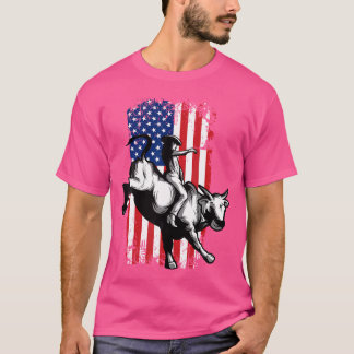 Camiseta Rodeo Bull Rider Patriótico Americano Bandeira Par