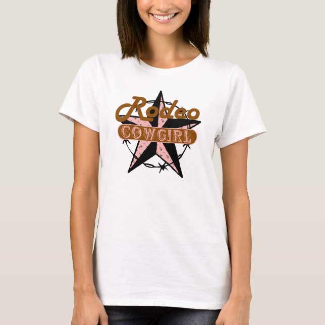 Camiseta Rodeo Cowgirl Brown e Pink (Frente)