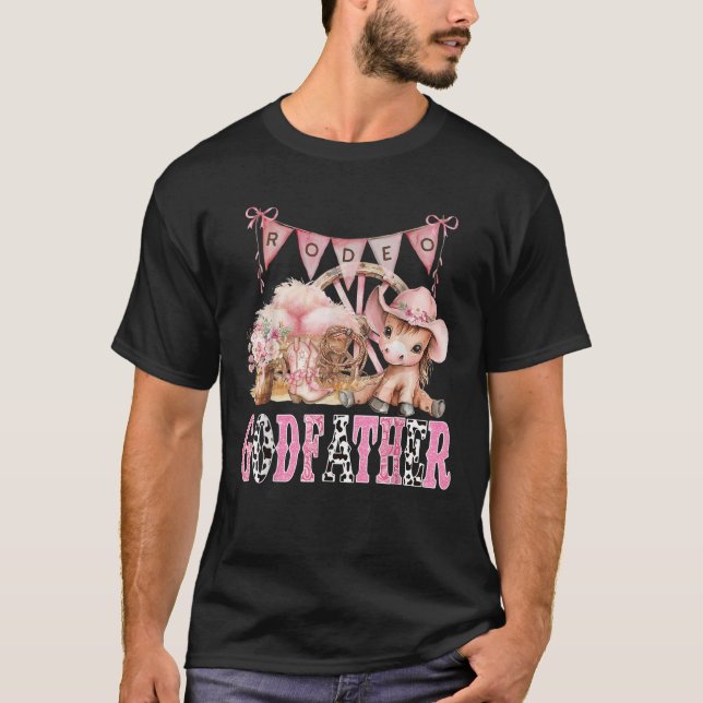 Camiseta Rodeo DeusPai Rosa Coquette CowGirl primeiro anive (Frente)