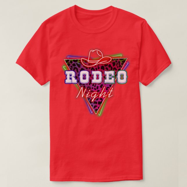 Camiseta Rodeo Night Leopard Neon Cowboy Hat672 (Frente do Design)
