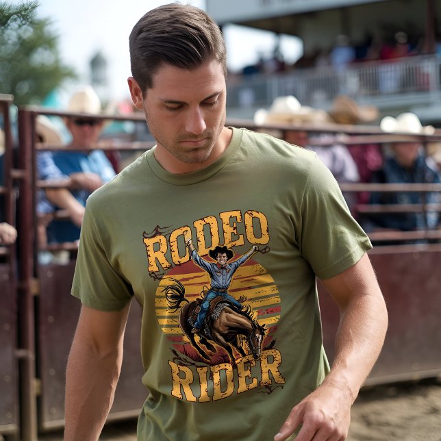 Camiseta Rodeo Rider - Vintage do caubói retrô (Criador carregado)