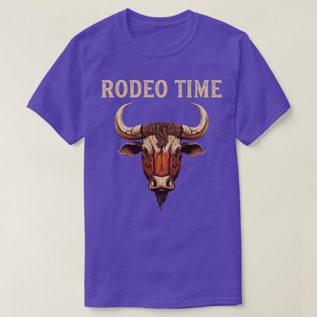 Camiseta Rodeo Time Bull Dirigindo Touro De Cowboy (Frente do Design)
