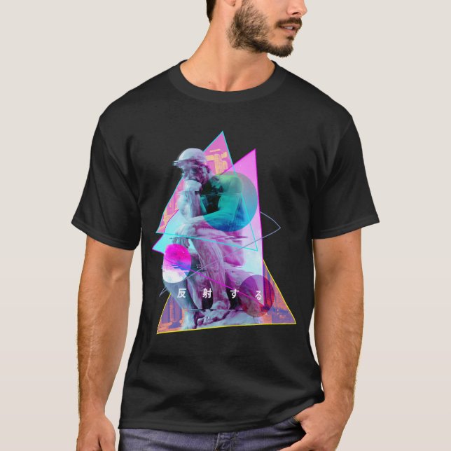 Camiseta Rodin The Thinker Estátua - Estética Vaporwave Gli (Frente)
