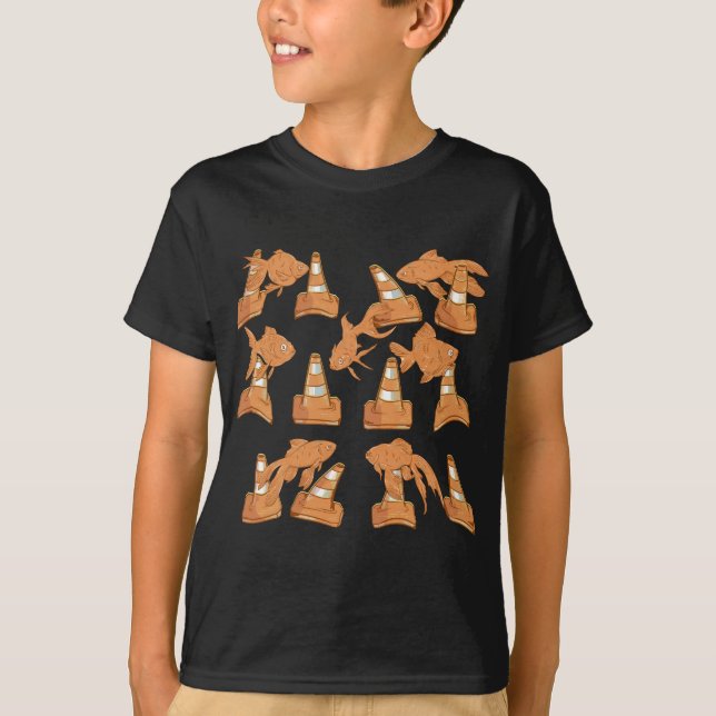 Camiseta Rodoviários de Cones e de Peixes-Dourados laranja (Frente)
