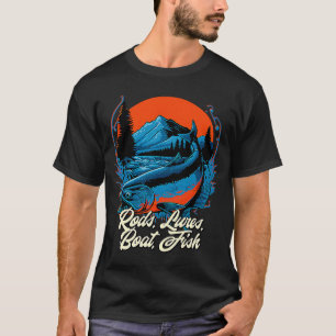 Camiseta Rods Lures Barat Fish Hobby Lagos Pastime Lagoa Fi