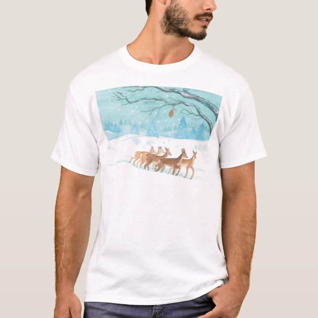 Camiseta Roe Deer no inverno (Frente)
