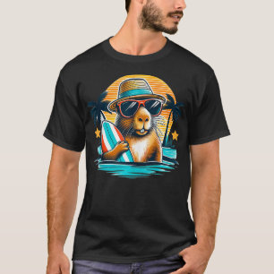 Camiseta roedor engraçado capybara vestindo óculos de sol s