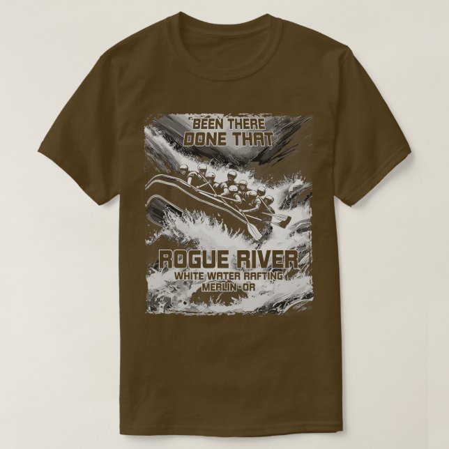 Camiseta Rogue River White Water Rafa Rapids Oregon Raft (Frente do Design)