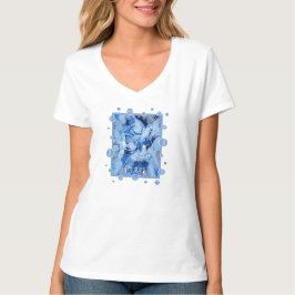 Camiseta Rola com texto de Paz Celta em tons azuis