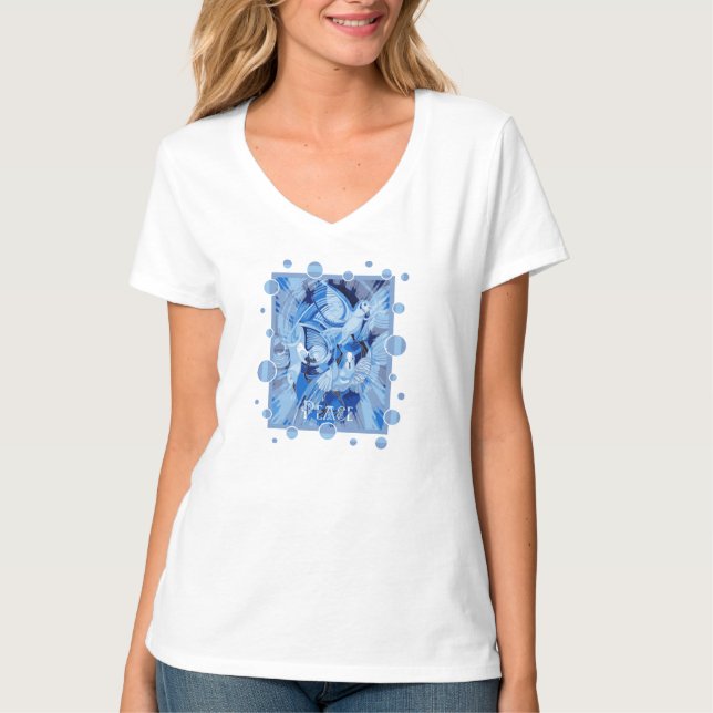 Camiseta Rola com texto de Paz Celta em tons azuis (Frente)