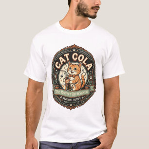 Camiseta Rola de Gato Rola de Refrigerante Etiqueta de Bebi
