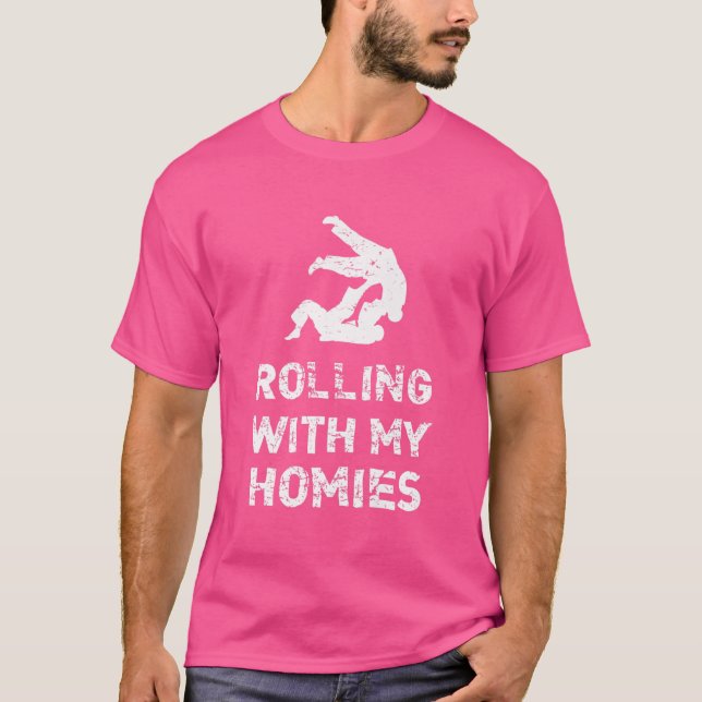 Camiseta Rolando Com Minhas Casas Engraçado Jiu Jitsu (Frente)