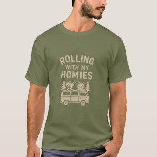 Camiseta Rolando Com Minhas Casas - Van Life Pet Lover Tee