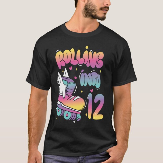 Camiseta Rolando Em 12 Roller Skating Aniversário (Frente)