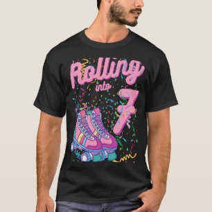 Camiseta Rolando Em 7, Skates Do Cilindro De Aniversário De