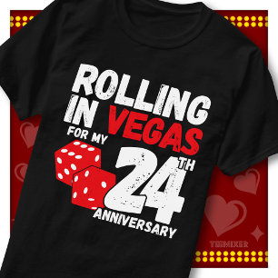 Camiseta Rolando Em Vegas 24º Aniversário Casal Engraçado
