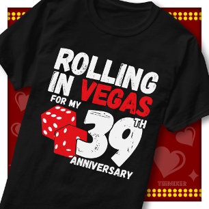 Camiseta Rolando Em Vegas 39º Aniversário Casal Engraçado