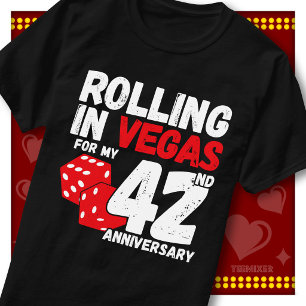 Camiseta Rolando Em Vegas 42º Aniversário Casal Engraçado